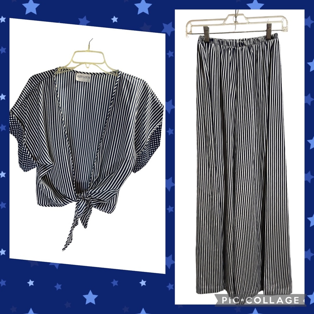 Vintage Keyloun Wide Leg Elephant Ear Pants Set